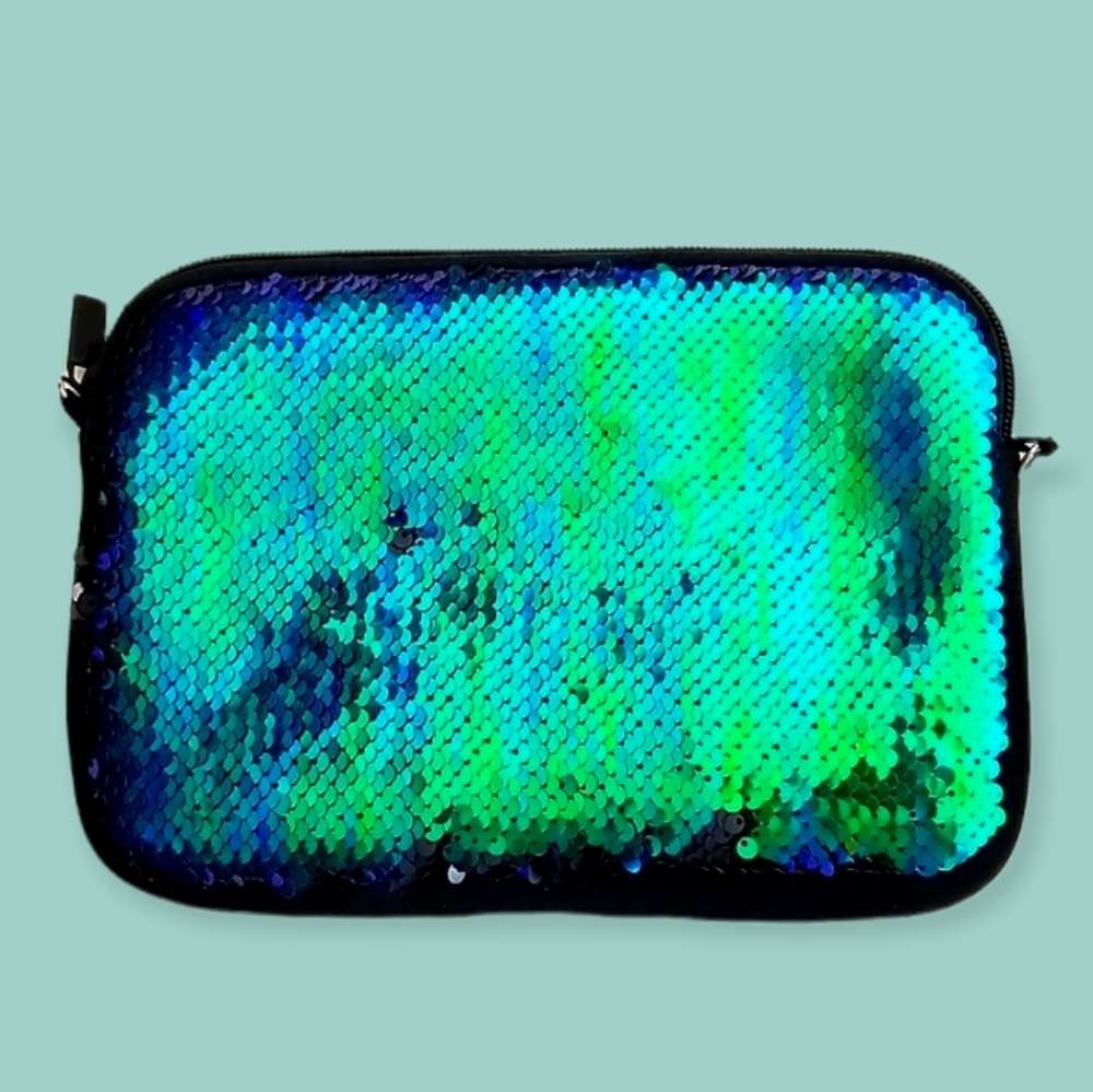Mermaid Sequin Soft Zip Top Pouch Handbag